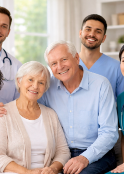 Healthcare team supports elderly couple